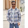 COOFANDY Men’s Flannel Shirts Long Sleeve Cotton Plaid Shirt Jacket Casual Button Down Shirt with Pockets(Light Blue)