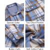 COOFANDY Men’s Flannel Shirts Long Sleeve Cotton Plaid Shirt Jacket Casual Button Down Shirt with Pockets(Light Blue)