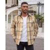 COOFANDY Men’s Flannel Shirts Long Sleeve Cotton Plaid Shirt Jacket Casual Button Down Shirt with Pockets(Light Khaki)