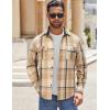 COOFANDY Men’s Flannel Shirts Long Sleeve Cotton Plaid Shirt Jacket Casual Button Down Shirt with Pockets(Light Khaki)