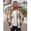 COOFANDY Men’s Flannel Shirts Long Sleeve Cotton Plaid Shirt Jacket Casual Button Down Shirt with Pockets(Light Khaki White)