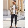 COOFANDY Men’s Flannel Shirts Long Sleeve Cotton Plaid Shirt Jacket Casual Button Down Shirt with Pockets(Light Khaki White)