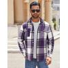 COOFANDY Men’s Flannel Shirts Long Sleeve Cotton Plaid Shirt Jacket Casual Button Down Shirt with Pockets(Purple)