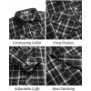 COOFANDY Mens Flannel Shirts Long Sleeve Fleece Plaid Jacket Casual Stylish Button Down Shirts with Pockets(Black)