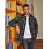 COOFANDY Mens Flannel Shirts Long Sleeve Fleece Plaid Jacket Casual Stylish Button Down Shirts with Pockets(Black)