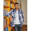 COOFANDY Mens Flannel Shirts Long Sleeve Fleece Plaid Jacket Casual Stylish Button Down Shirts with Pockets(Blue)