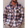 COOFANDY Mens Flannel Shirts Long Sleeve Fleece Plaid Jacket Casual Stylish Button Down Shirts with Pockets(Brown)