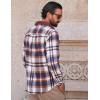 COOFANDY Mens Flannel Shirts Long Sleeve Fleece Plaid Jacket Casual Stylish Button Down Shirts with Pockets(Brown)