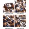 COOFANDY Mens Flannel Shirts Long Sleeve Fleece Plaid Jacket Casual Stylish Button Down Shirts with Pockets(Brown)