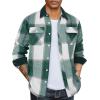 COOFANDY Mens Flannel Shirts Long Sleeve Fleece Plaid Jacket Casual Stylish Button Down Shirts with Pockets(Green)