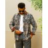COOFANDY Mens Flannel Shirts Long Sleeve Fleece Plaid Jacket Casual Stylish Button Down Shirts with Pockets(Grey)