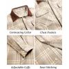 COOFANDY Mens Flannel Shirts Long Sleeve Fleece Plaid Jacket Casual Stylish Button Down Shirts with Pockets(Light Khaki)