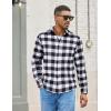 COOFANDY Mens Flannel Shirts Long Sleeve Lightweight Plaid Shirt Casual Button Down Shirts with Pocket(Black)
