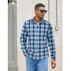 COOFANDY Mens Flannel Shirts Long Sleeve Lightweight Plaid Shirt Casual Button Down Shirts with Pocket(Blue)