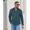 COOFANDY Mens Flannel Shirts Long Sleeve Lightweight Plaid Shirt Casual Button Down Shirts with Pocket(Green)