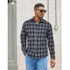 COOFANDY Mens Flannel Shirts Long Sleeve Lightweight Plaid Shirt Casual Button Down Shirts with Pocket(Navy Blue)