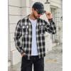 COOFANDY Mens Flannel Shirts Long Sleeve Plaid Button Down Shirt Cotton Casual Work Shirts with Pockets(Black White)