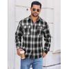 COOFANDY Mens Flannel Shirts Long Sleeve Plaid Button Down Shirt Cotton Casual Work Shirts with Pockets(Black White)
