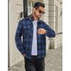 COOFANDY Mens Flannel Shirts Long Sleeve Plaid Button Down Shirt Cotton Casual Work Shirts with Pockets(Blue Black)