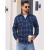COOFANDY Mens Flannel Shirts Long Sleeve Plaid Button Down Shirt Cotton Casual Work Shirts with Pockets(Blue Black)