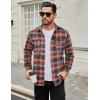 COOFANDY Mens Flannel Shirts Long Sleeve Plaid Button Down Shirt Cotton Casual Work Shirts with Pockets(Brown Red)