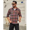 COOFANDY Mens Flannel Shirts Long Sleeve Plaid Button Down Shirt Cotton Casual Work Shirts with Pockets(Brown Red)