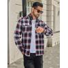 COOFANDY Mens Flannel Shirts Long Sleeve Plaid Button Down Shirt Cotton Casual Work Shirts with Pockets(Navy Red White)