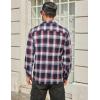 COOFANDY Mens Flannel Shirts Long Sleeve Plaid Button Down Shirt Cotton Casual Work Shirts with Pockets(Navy Red White)