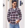 COOFANDY Mens Flannel Shirts Long Sleeve Plaid Button Down Shirt Cotton Casual Work Shirts with Pockets(Navy Red White)