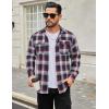 COOFANDY Mens Flannel Shirts Long Sleeve Plaid Button Down Shirt Cotton Casual Work Shirts with Pockets(Navy Red White)