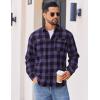 COOFANDY Mens Flannel Shirts Long Sleeve Plaid Button Down Shirt Cotton Casual Work Shirts with Pockets(Purple)