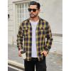 COOFANDY Mens Flannel Shirts Long Sleeve Plaid Button Down Shirt Cotton Casual Work Shirts with Pockets(Yellow Navy)
