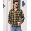 COOFANDY Mens Flannel Shirts Long Sleeve Plaid Button Down Shirt Cotton Casual Work Shirts with Pockets(Yellow Navy)