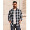 COOFANDY Mens Flannel Shirts Long Sleeve Plaid Button Down Shirts Casual Cotton Shirts(Black/White)