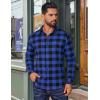 COOFANDY Mens Flannel Shirts Long Sleeve Plaid Button Down Shirts Casual Cotton Shirts(Blue Checkered)