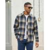 COOFANDY Mens Flannel Shirts Long Sleeve Plaid Button Down Shirts Casual Cotton Shirts(Khaki/Blue)