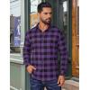 COOFANDY Mens Flannel Shirts Long Sleeve Plaid Button Down Shirts Casual Cotton Shirts(Purple)