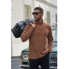 COOFANDY Mens Fleece Quarter Zip Pullover Long Sleeve Mock Turtleneck Sweatshirts Thermal Workout Golf Polo Shirt(Brown)