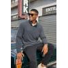 COOFANDY Mens Fleece Quarter Zip Pullover Long Sleeve Mock Turtleneck Sweatshirts Thermal Workout Golf Polo Shirt(Deep Grey)