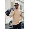 COOFANDY Mens Fleece Quarter Zip Pullover Long Sleeve Mock Turtleneck Sweatshirts Thermal Workout Golf Polo Shirt(Khaki)