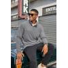 COOFANDY Mens Fleece Quarter Zip Pullover Long Sleeve Mock Turtleneck Sweatshirts Thermal Workout Golf Polo Shirt(Light Grey)