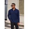 COOFANDY Mens Fleece Quarter Zip Pullover Long Sleeve Mock Turtleneck Sweatshirts Thermal Workout Golf Polo Shirt(Navy Blue)