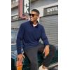 COOFANDY Mens Fleece Quarter Zip Pullover Long Sleeve Mock Turtleneck Sweatshirts Thermal Workout Golf Polo Shirt(Navy Blue)