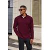 COOFANDY Mens Fleece Quarter Zip Pullover Long Sleeve Mock Turtleneck Sweatshirts Thermal Workout Golf Polo Shirt(Wine Red)