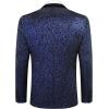 COOFANDY Men’s Floral Tuxedo Jacket Jacquard Suit Jacket Slim Fit Blazer for Wedding, Prom, Dinner(Blue)