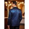 COOFANDY Men’s Floral Tuxedo Jacket Jacquard Suit Jacket Slim Fit Blazer for Wedding, Prom, Dinner(Blue)