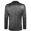 COOFANDY Men’s Floral Tuxedo Jacket Jacquard Suit Jacket Slim Fit Blazer for Wedding, Prom, Dinner(Silver)