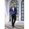 COOFANDY Men’s Floral Tuxedo Jacket Jacquard Suit Jacket Slim Fit Blazer for Wedding, Prom, Dinner(Type02-blue)