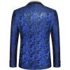 COOFANDY Men’s Floral Tuxedo Jacket Jacquard Suit Jacket Slim Fit Blazer for Wedding, Prom, Dinner(Type02-blue)