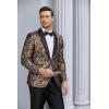 COOFANDY Men’s Floral Tuxedo Jacket Jacquard Suit Jacket Slim Fit Blazer for Wedding, Prom, Dinner(Type02-gold)